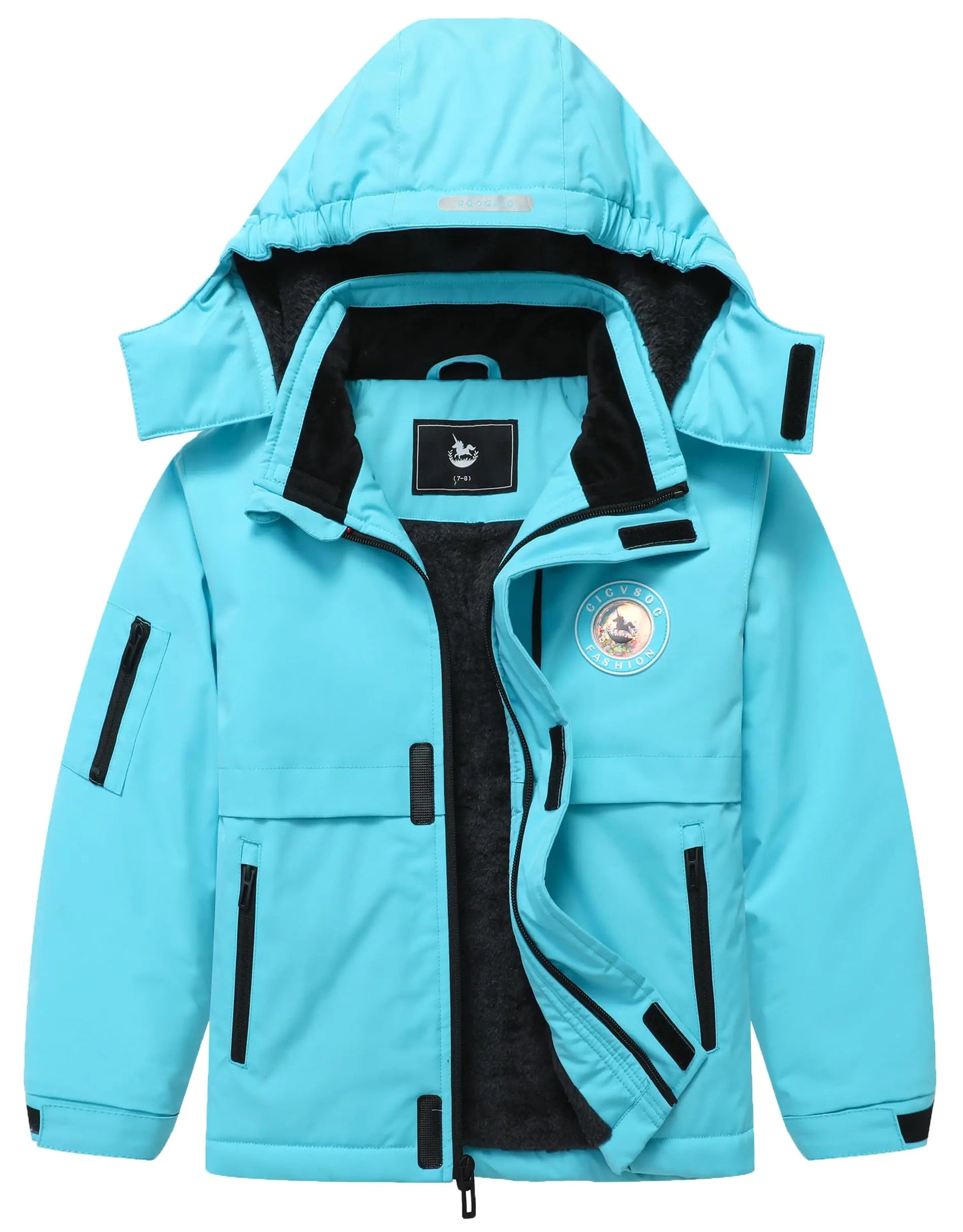 CICVSOC Girls Ski Jacket Winter Outdoor Warm Snow Coat Kids Snowboarding Windproof Jacket with Hood