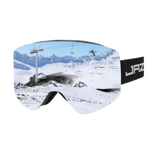 JRZHX Premium Ski Goggles for Men & Women Anti-Fog Snowboarding Goggles with UV400 Protection (White Ice Blue One Size)