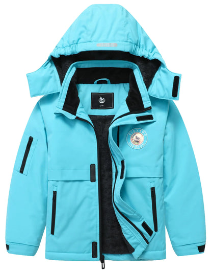CICVSOC Girls Ski Jacket Winter Outdoor Warm Snow Coat Kids Snowboarding Windproof Jacket with Hood
